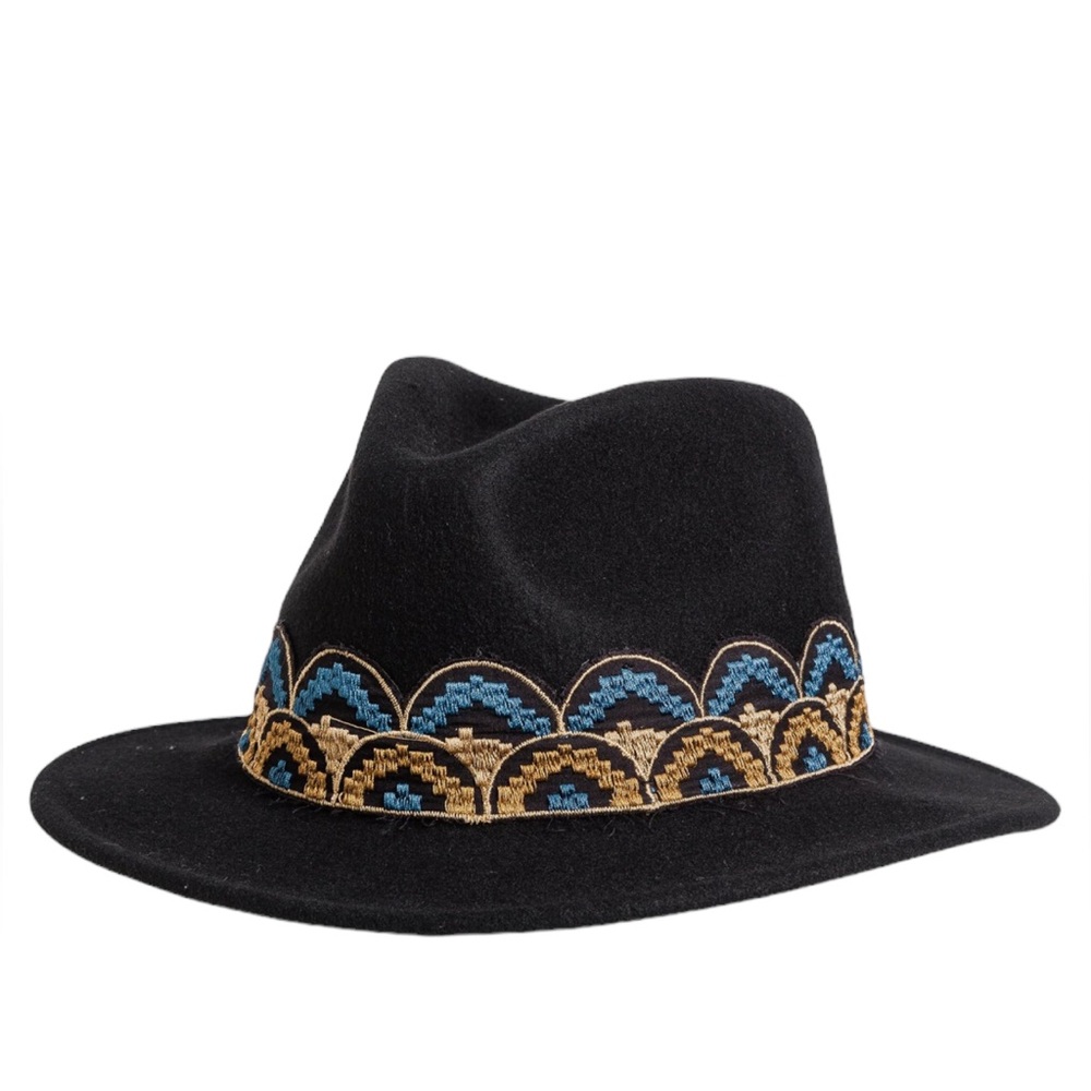 Brixton Black Hat with Blue and Tan Accents